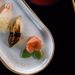 Nigiri misti scottati su piatto